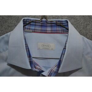 Eton Contemporary Shirt Mens 16.5 42 Blue Slim Dress Long Sleeve Spread Collar